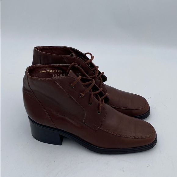 Vintage Candid Statements Brown Leather Ankle Boots women 7M casual office Y2K - Picture 2 of 10